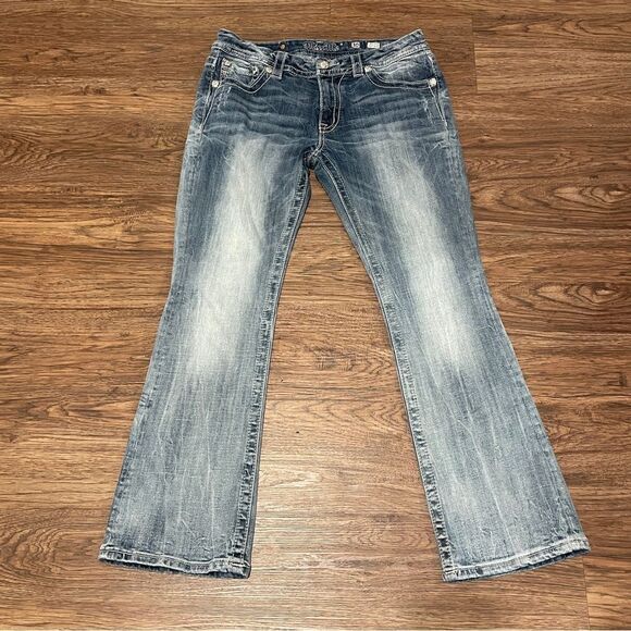 MISS ME Mid Rise Easy Boot Embellished  Denim Jeans Blue Style JE8607ER Size 30 - Picture 2 of 14